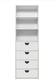 GENEVA 3 SHELF 4 DRAWER BUILT IN WARDROBE - WHITE - VJ PANEL - HALF MOON BLACK