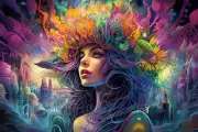 Psy DMT Fairy Elf, UV tapestry, Blacklight Reactive, Psychedelic Wall Hanging