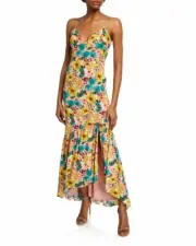 NWT Aidan by Aidan Mattox Floral-Print Spaghetti-Strap Maxi Dress 2 $295
