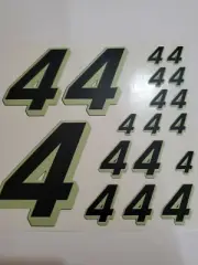 Matte Black-w/lime green #4's Racing Numbers Vinyl Decal Sheet 1/10-1/12
