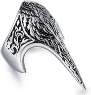 [TYMONT] Eagle Sharp Beak Titanium Steel Ring European And American Personality Retro Men's Punk Locomotive Band Carved Armor Ring 7-14#