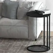 61CM Artiss Coffee Table Side Table Round Black Martha