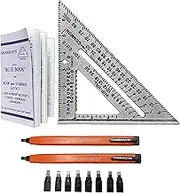Swanson Tool Co S0101CP216 Value Pack includes 7-Inch Speed Square with Blue Book and 2-Pack AlwaysSharp Carpenter Pencils with Extra Black Graphite Replacement Tips