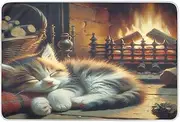 Cozy Cat Fireplace Red Waterproof Pad for Bed, Washable Reusable Incontinence Pads for Women, Washable Bed Pads for Incontinence