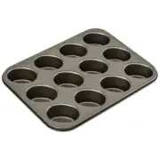 Bakemaster 35.5cm Carbon Steel 12-Cup Friand Pan Tray Rectangle Baking Mould GRY
