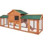 Chicken Coop Rabbit Hutch 220cm x 44cm x 84cm Large Chicken Coop Run Wooden Outd
