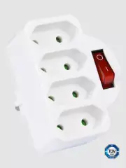 Heitech 4-way socket adapter with switch – Multiple socket