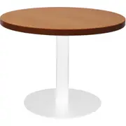 Rapidline Round Coffee Table D600 x H425mm Cherry Top White Satin Disc Base
