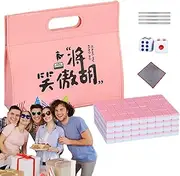 Mahjong Tile Set, Small Table Mahjong Game, Mahjong Board Game, Family Mahjong Game, Mahjong Game with Tablecloth, Mahjong Game with Carrying Bag, Tile Ruler for Mahjong, Family Leisure Time Game