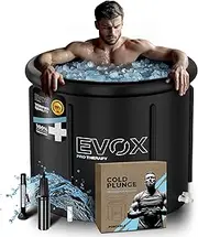Ice Bath Tub for Athletes – Complete Starter Pack [Cold Plunge Tub, 2X Reusable Ice Bags, Thermometer] Portable Cold Plunge Tub with Cover – Indoor & Outdoor Inflatable Ice Pod Barrel