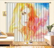 3D Pink Yellow Hair Cloud Girl RAING58 Window Photo Curtain Fabric Quality Honey