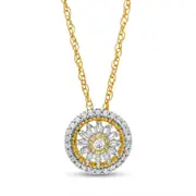 0.25 CT. T.W. Natural Diamond Double Frame Convertible Circle Pendant in 10K Yellow Gold