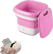 Folding Portable Washing Machine, Mini Semi-Automatic Washing Machine, Underwear, Socks Washing Machine, Energy Saving and Environmental Protection Small Washing Machine,Pink