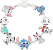 [ANEIMIAH] Stitch Charm Bracelet, Inspiration Lilo and Stitch Charms Womens Girls Cute Snake Chain Jewelry Birthday Gifts