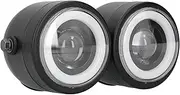 Brilluxa LED Headlamp, Double Round Angel Eyes Light, Universal Retro Headlight Assembly, Dual Beam Motorcycle Headlamp, High Low Beam Conversion Light