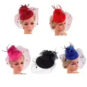 Women Fascinator Headband Pillbox Hat Cocktail Tea Party Fascinator Veil