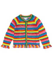 [Stella McCartney Kids] Stella McCartney Kids Striped crochet cotton cardigan Y 3 multicoloured