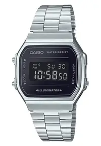 在飛比找ZALORA購物網優惠-Casio 灰黑鏡面方形復古跳字錶 (A168WEM-1E)