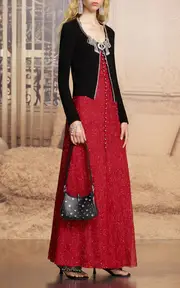 [Rabanne] Crystal-Embellished Knit Cardigan