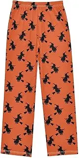 [ZZXXB] Witches and Broom Boys Long Pants Soft Trousers Elastic Waist Kids Lounge Bottoms with Pockets S-XL