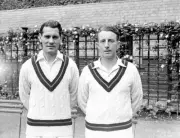 John Ikin and Geoff Edrich Lancashire 1952 Cricket Historic Old Photo