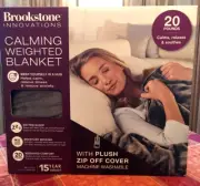 Brookstone Innovations Calming Weighted Blanket 20 lbs w/ Plush Zip-Off Cover