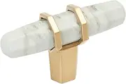 [Amerock] Carrione 2-1/2 inch (64mm) Length Marble White/Champagne Bronze Cabinet Knob, BP36647MWCZ
