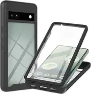 Google Pixel 7a Case Built-in Screen Protector Google Pixel 7a Phone Case Shockproof Full Body Protection Rubber Bumper Stylish Clear Rugged Back Shell Case, Black