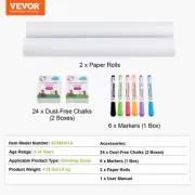 Easel Accessory Set 32PCs Chalk Markers Paper Rolls for Kids Art Drawing