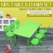 Large Kids Toddler Children Green Activity Table and 6 Green Chairs 120x60cm L
