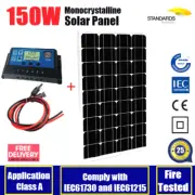 12V 150W MONO SOLAR PANEL 30A REGULATOR 2M CABLE PLUG OFF GRID BATTERY CHARGING