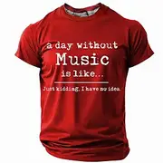 Music Festival Men's Music Funny Slang T Shirt Short Sleeve T shirt 3D Print Crew Neck Shirt Fashion Daily Casual Street Casual Daily Black Red Blue Summer Spr