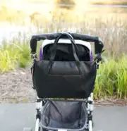 ELF ESTELLE Nappy Bag Tote Faux Leather Black Diaper Crossbody Mummy Baby Gift