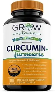 CURCUWELL - Curcumin & Turmeric High-Potency Blend | Maximum Strength Joint, Body and Cognitive Support, Natural Inflammatory Support, 95% Curcuminoids, Grow Vitamin - 30 Day Supply