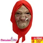 Smoking Old Lady Mask Wrinkled Face Evil Grandma Easter Party Horror Mask Props