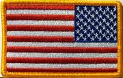 USA Flag LEFT 3 X 2 Iron On Patch W/ VELCRO® Brand Fastener #14