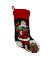 Peking Handicraft Santa's Sack of Toys Needlepoint Christmas Stocking