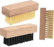 FRCOLOR 3-pc Wooden Handle Shoe Brush Soft Bristle Brush for Shoes Suede Portable Lightweight White