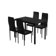 Dining Chairs and Table Dining Set 4 Chair Set Of 5 Wooden Top Black