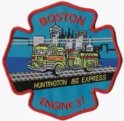 Boston Engine 37 Green Rig Vintage Huntington Ave. Express NEW Fire Patch !!
