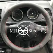 FOR VW TOURAN I 2003-2010 GREY TWO TONE LEATHER STEERING WHEEL COVER RED STITCH (for: Volkswagen)
