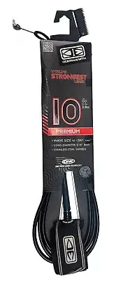 Ocean & Earth Premium Longboard Surfboard Ankle leash 10ft Cord 8mm Black New
