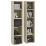 2 x Wooden Storage Shelf CD DVD Media Rack Display Bookshelf Bookcase 21x16x93.5