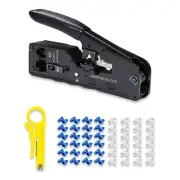 RJ45 Crimp Tool, Ethernet Cable Crimper, Network Cutter Tool Kit with 50pcs C...