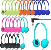 Geekria 24 Pack Wired Headphonesfor Classroom Adjustable On-Ear Headphones, Kids Headphones Wired Wholesale Children On-Ear Headset for Schools, Student, Libraries, ComputerLab, Testing Centers