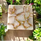 15" Square Agate Stone Coffee Table Handmade Kitchen Slab Countertop Hallway Dec