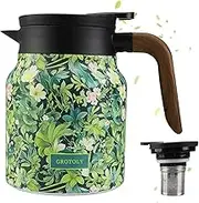 Thermal Tea Pot, Teapot with Infuser, Thermal Flask,Stainless Steel Water Jug, Tea Kettle with Infuser for Hot Tea and Cold Drinks, 800ml Green