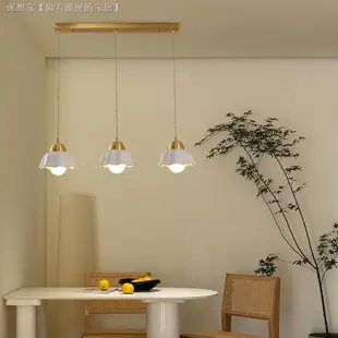 簡約花朵陶瓷黃銅三頭餐廳法式復古飯廳日式餐桌燈吧臺床頭吊燈