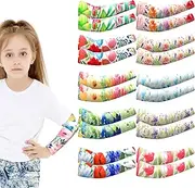 [Xuhal] 10 Pairs Arm Sleeves for Kids Baseball Compression Sleeve Unisex UV Sun Protection Arm Cover for Boys and Girls