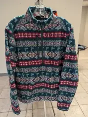 NWT MEN'S RALPH LAUREN RLX FLEECE PULLOVER, SIZE: M, COLOR: BLUE/RED MULTI (M6)